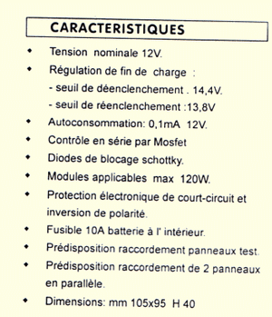 caractéristiques du régulateur p162-2