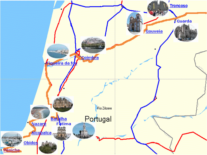 carte du voyage au portugal